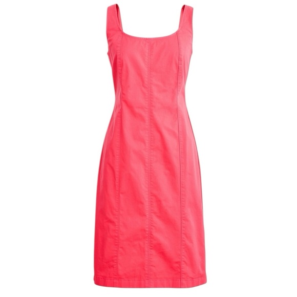 J. Crew‎ Fitted Lightweight Chino Dress in Brilliant Papaya Coral Size 6 NWT - Picture 1 of 10